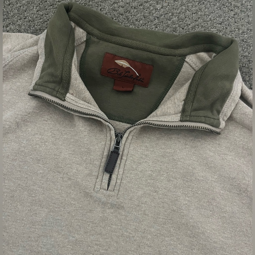 Olive and beige quarter-zip Sweater